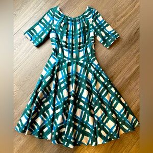 Boden Amy Blue & Green Plaid Dress, Size 2